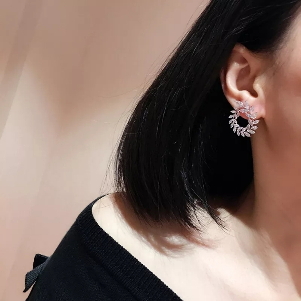 Sterling silver and cubic zircon earring round - Picture 6 of 14